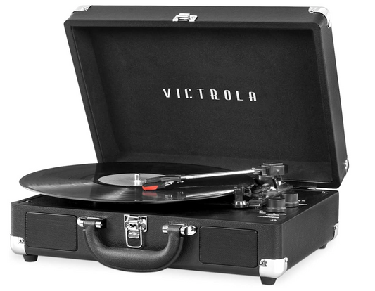 Victrola Bluetooth Portable Suitcase Record Player with Built-in Speakers VSC-550BT-BK