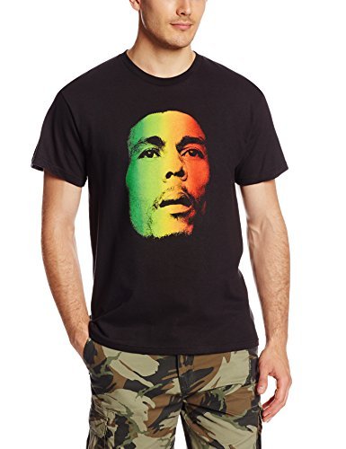 Bob Marley - Zion Rootswear Men'S Bob Marley Face T-Shirt, Black, Medium (LP) M