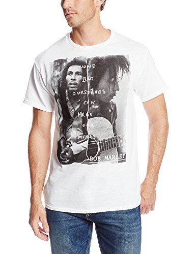 Bob Marley - Zion Rootswear Men'S Bob Marley Free Our Minds T-Shirt, White, Xx-Large (LP) M