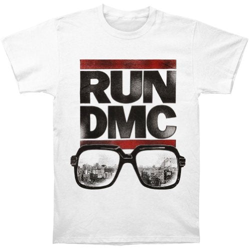 Run Dmc - Men'S Run Dmc Glasses Cityscape T-Shirt, White, Medium (LP) M