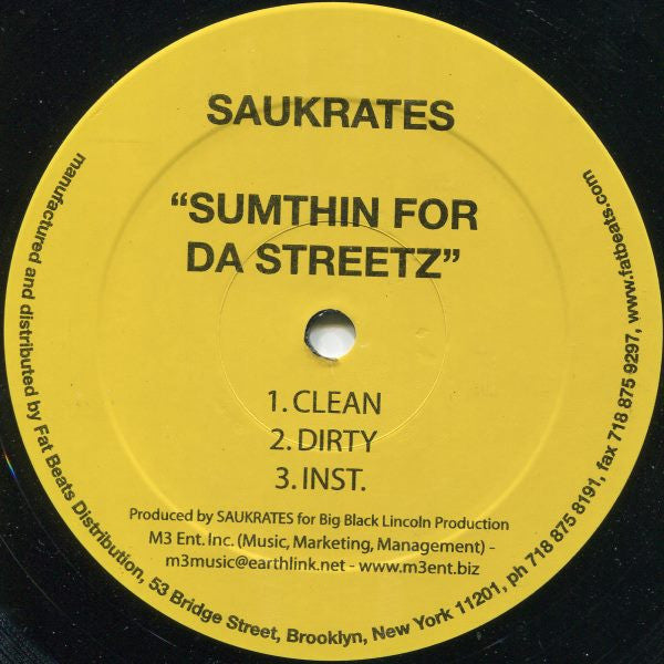 Saukrates : Sumthin For Da Streetz / Comin' Up (12")