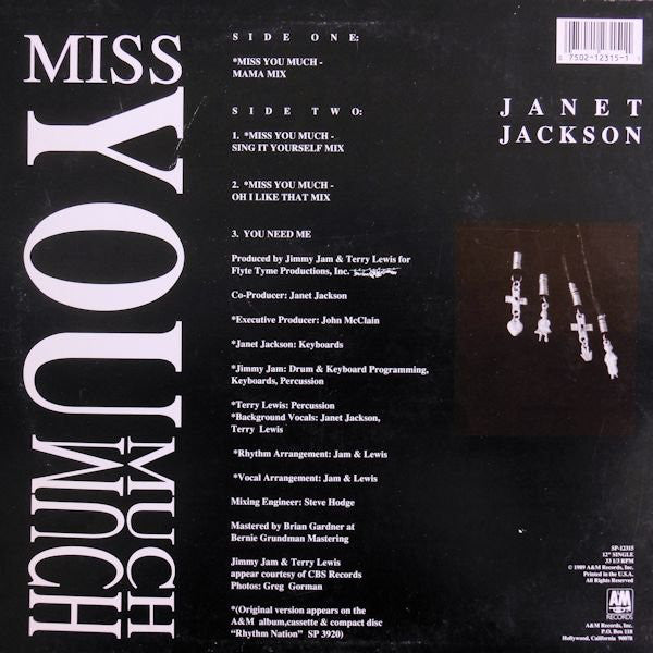 Janet Jackson : Miss You Much (12", Single)