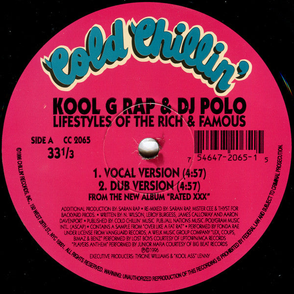 Kool G Rap & D.J. Polo : Lifestyles Of The Rich & Famous (12")