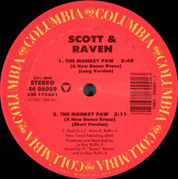 Scott & Raven : The Monkey Paw (A New Dance Kraze) (12")