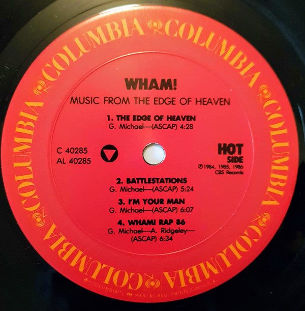 Wham! : Music From The Edge Of Heaven (LP, Album, RP, Pit)