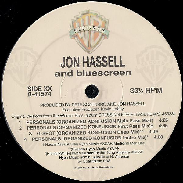 Jon Hassell And Bluescreen : Personals (12", Maxi)