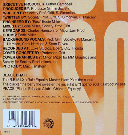The X Minista Professor Griff* : Blackdraft (12", Promo)