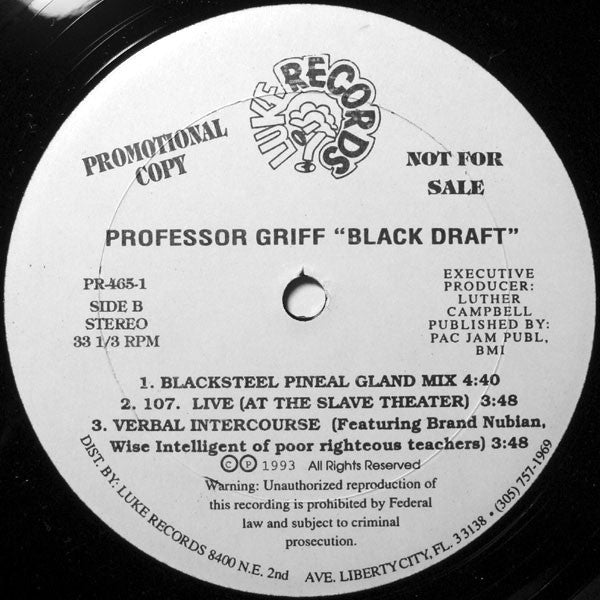 The X Minista Professor Griff* : Blackdraft (12", Promo)