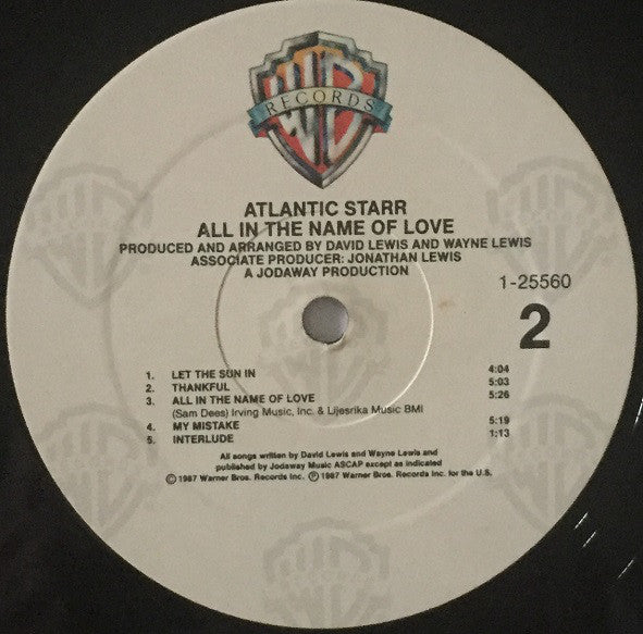 Atlantic Starr : All In The Name Of Love (LP, Album)