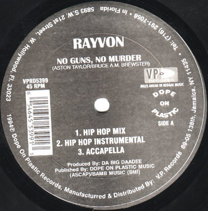 Rayvon : No Guns, No Murder (12")
