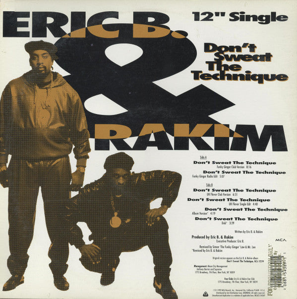 Eric B. & Rakim : Don't Sweat The Technique (12", Single)