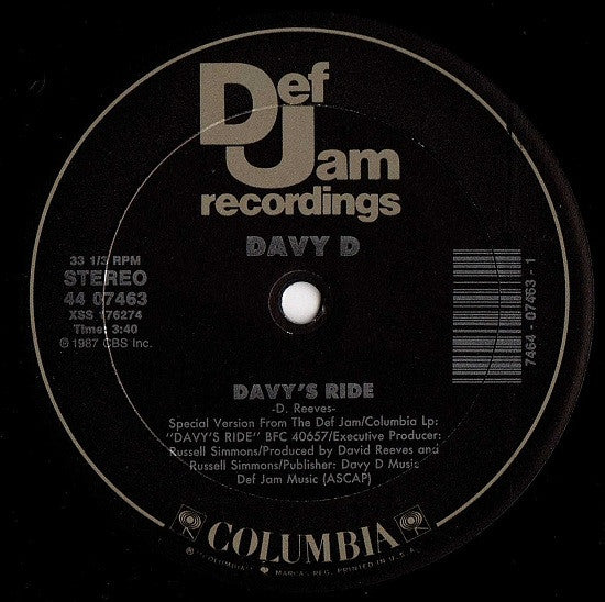 Davy D : Feel For You / Davy's Ride (12")