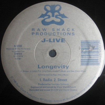 J-Live : Longevity / Braggin' Writes (12", RP)