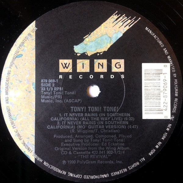 Tony! Toni! Toné! : It Never Rains (In Southern California) (12", Single)