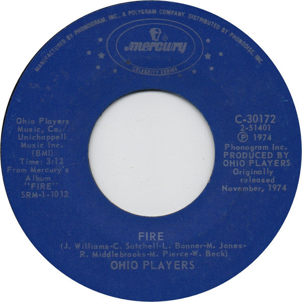 Ohio Players : Fire / Sweet Sticky Thing (7", Single, RE, Styrene, Blu)