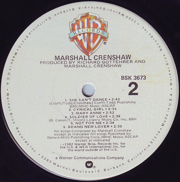 Marshall Crenshaw : Marshall Crenshaw (LP, Album, Win)