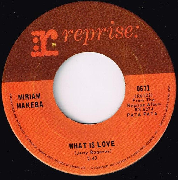 Miriam Makeba : What Is Love (7")
