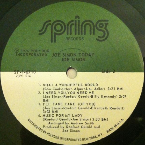 Joe Simon : Today (LP, Album)