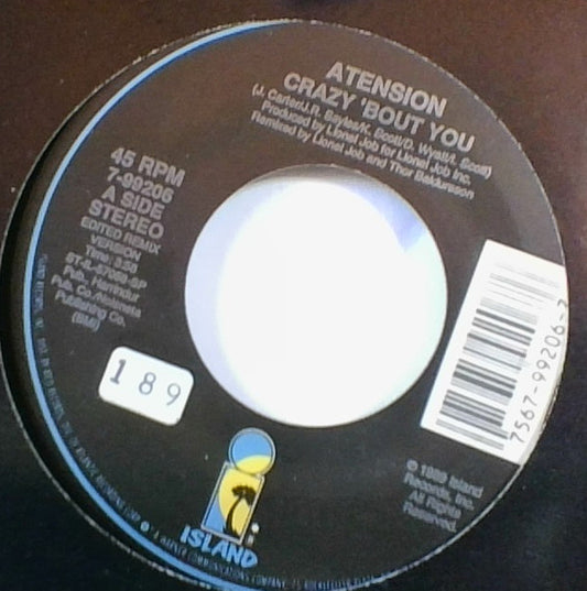 Atension : Crazy 'Bout You (7", Single)