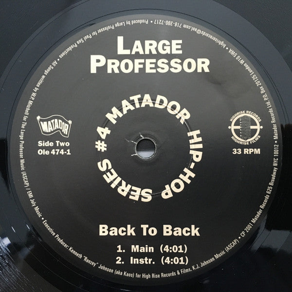 Large Professor : Blaze Rhymez / Back To Back (12", Single)