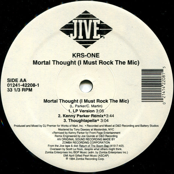 KRS-One : Return Of The Boom Bap / Mortal Thought (12")