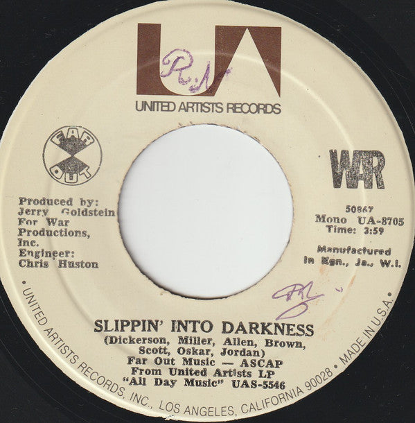 War : Slippin' Into Darkness (7",45 RPM,Single)