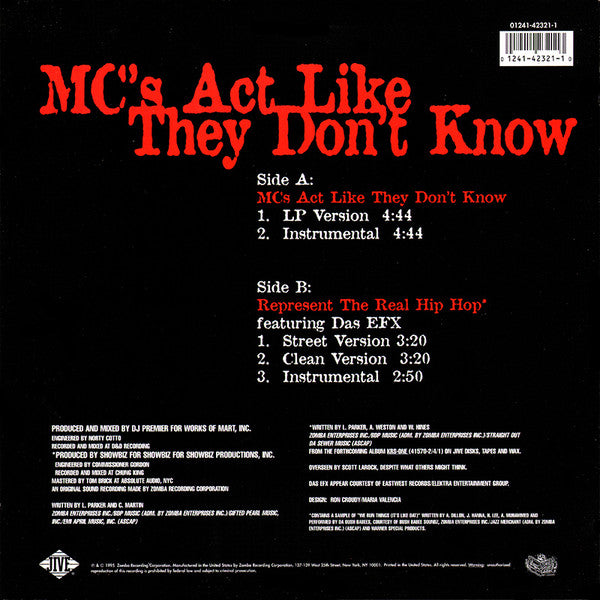 KRS-One : MC's Act Like They Don't Know (12")