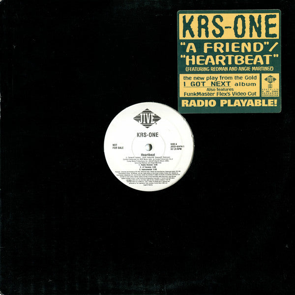 KRS-One : A Friend / Heartbeat (12", Promo)