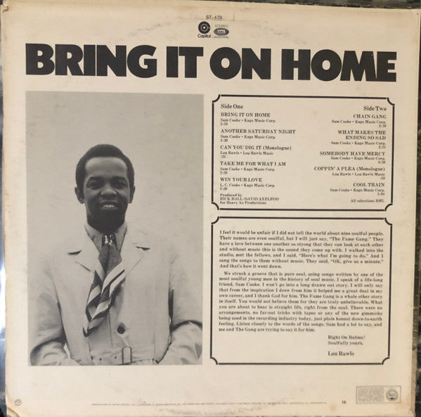 Lou Rawls : Bring It On Home....And Other Sam Cooke Hits (LP, Album, Jac)