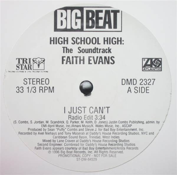 Faith Evans : I Just Can't (12", Promo)