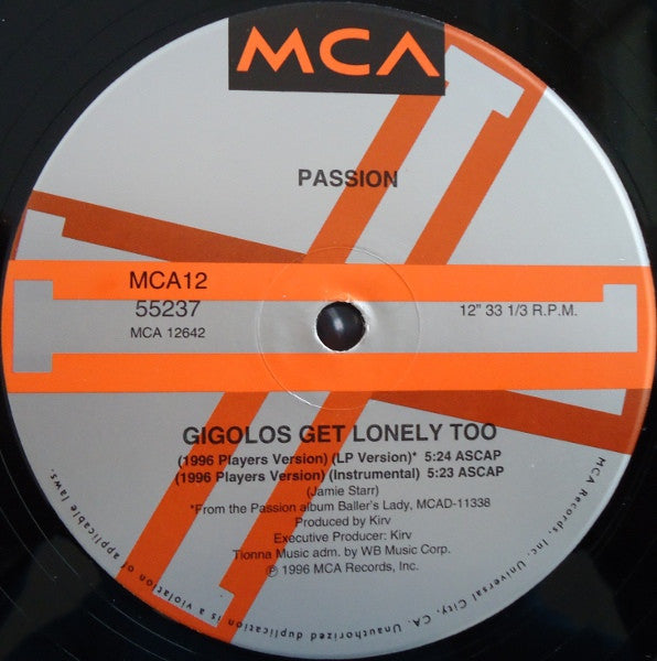 Passion : Gigolos Get Lonely Too (1996 Players Version) (12")