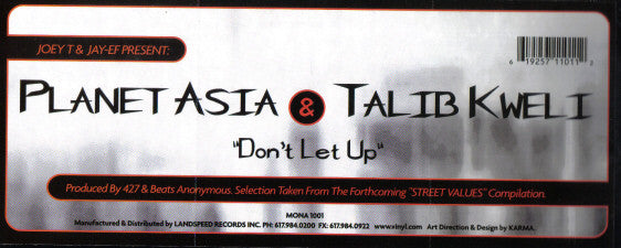 Planet Asia & Talib Kweli : Don't Let Up (12")