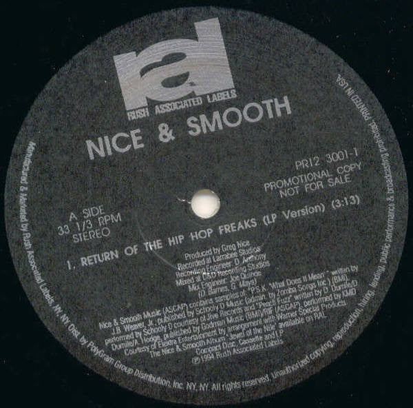 Nice & Smooth : Return Of The Hip Hop Freaks (12", Promo)