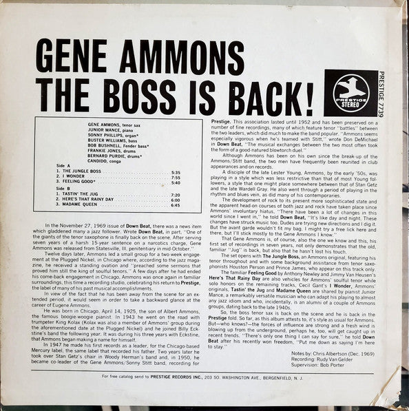 Gene Ammons : The Boss Is Back! (LP, Album)