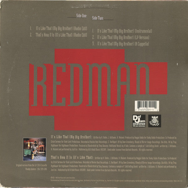 Redman : It's Like That (My Big Brother) (12", Single)