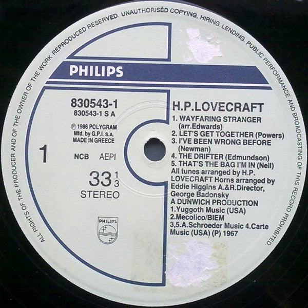 H.P. Lovecraft* : H.P. Lovecraft (LP, Album, RE)