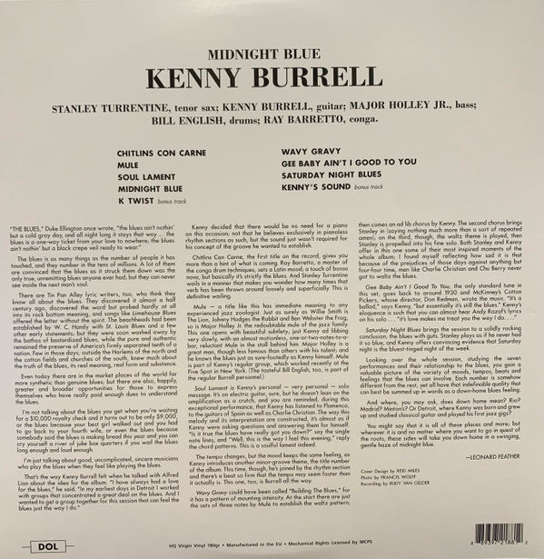 Buy Kenny Burrell : Midnight Blue (LP, Album, Dlx, RE, 180) Online