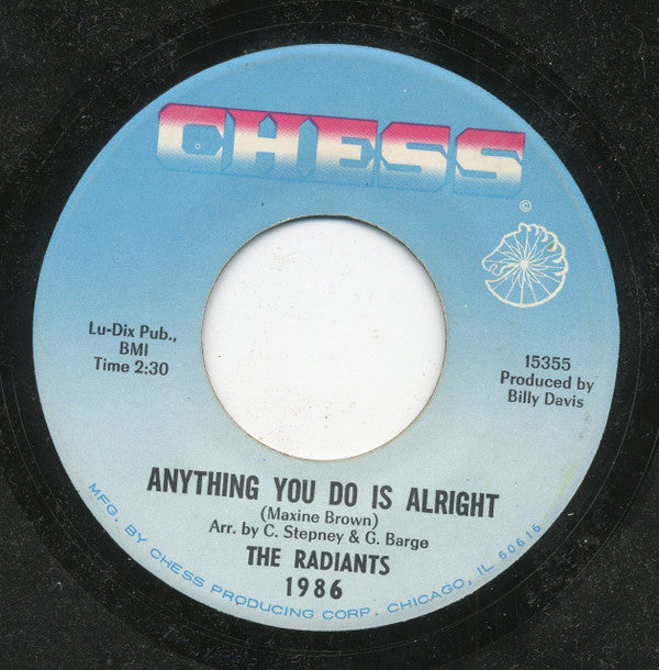The Radiants : Anything You Do Is Alright / (Don't It Make You) Feel Kind Of Bad (7", Single)