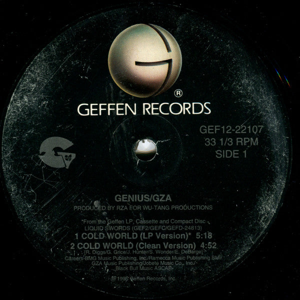 The Genius / GZA Featuring Inspectah Deck A.K.A. Rollie Fingers : Cold World (12")