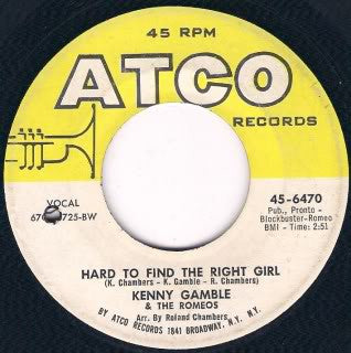 Kenneth Gamble & The Romeos (4) : (I'll Work) Eight Days A Week / Hard To Find The Right Girl (7")