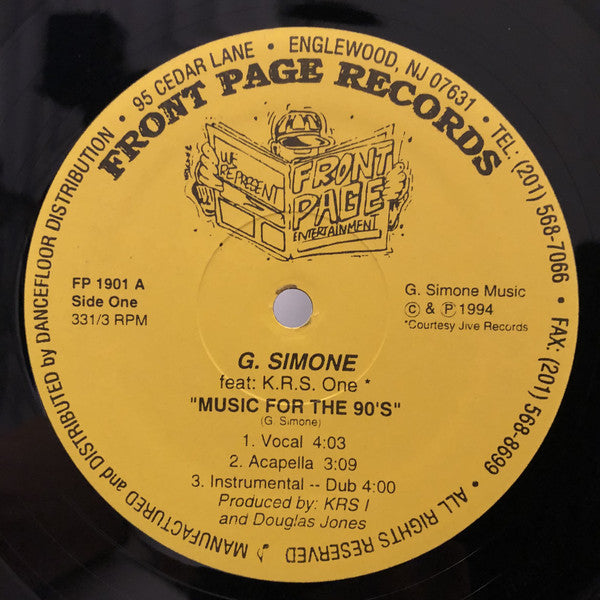 G. Simone : Music For The 90's / I Know, You Know (12")