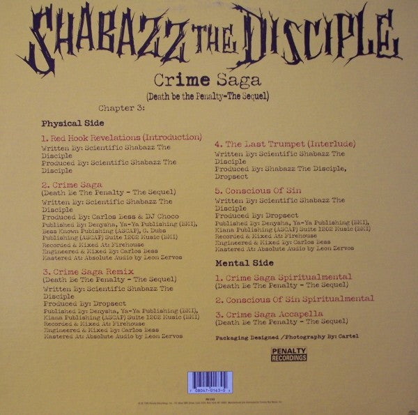 Shabazz The Disciple : Crime Saga (Death Be The Penalty - The Sequel) (12")