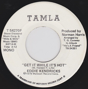 Eddie Kendricks : Get It While It's Hot (7", Single, Mono, Promo)