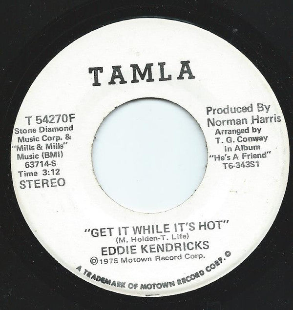 Eddie Kendricks : Get It While It's Hot (7", Single, Mono, Promo)