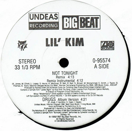 Lil' Kim Featuring Da Brat, Left Eye, Missy "Misdemeanor" Elliott* and Angie Martinez : Not Tonight (12")