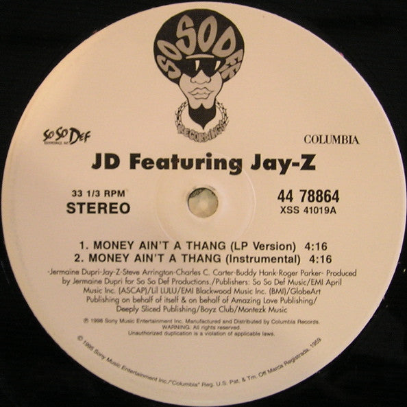 JD* Featuring Jay-Z : Money Ain't A Thing (12")