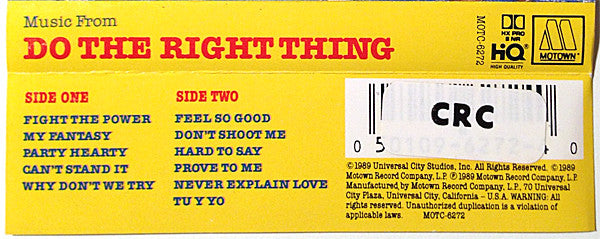 Various : Music From Do The Right Thing (Cass, Album, Dol)