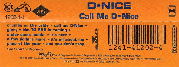 D-Nice : Call Me D-Nice (Cass, Album)