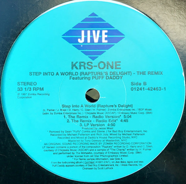 KRS-One : Step Into A World (Rapture's Delight) (The Remix) (12")