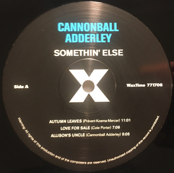 Cannonball Adderley : Somethin' Else (LP,Album,Limited Edition,Reissue,Remastered,Stereo)